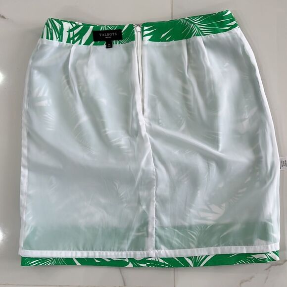 Talbots Women’s Palm Tree Leaf Green/White Tropical Print Skirt Sz 8P - Picture 6 of 8
